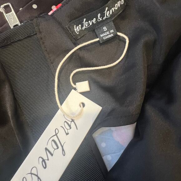 For Love & Lemons Posey Mini Dress Black Roses NWT with gloves - Picture 6 of 7